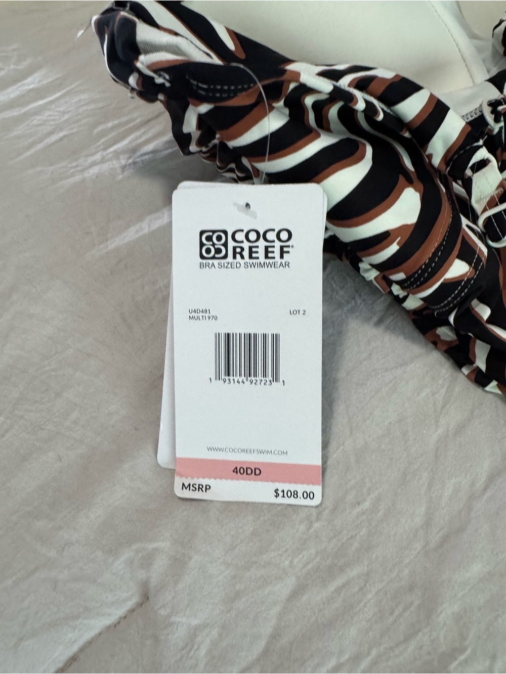 Coco Reef Zebra-Print One-Piece Swimsuit in Black, White & Brown - Picture 3 of 4